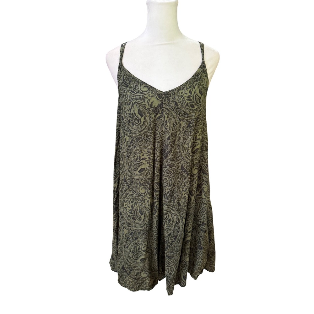 Abercrombie & Fitch Olive Green Paisley‎ Strappy Back Mini Dress XS